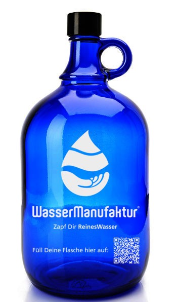 Wasserflasche aus Blauglas - Blauglasflaschen