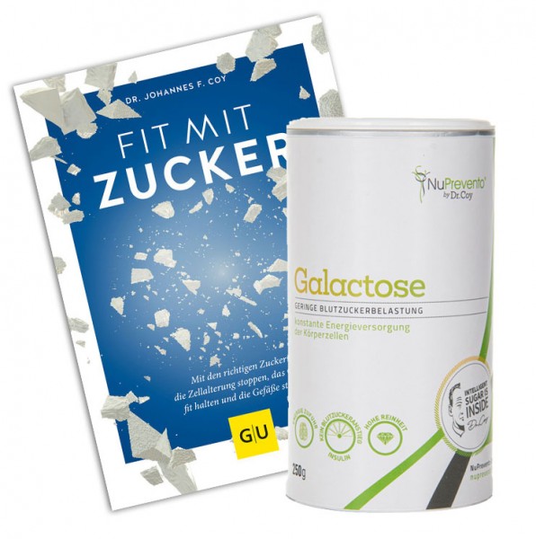 Dr. Coy Bundle: Buch „Fit mit Zucker“ & Galactose 250 g Dose
