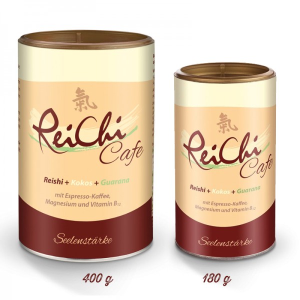 Cafe mit Reishi-Pilz, Kokos, aromatisierenden Pflanzenextrakten, Magnesium, Vitamin B12
